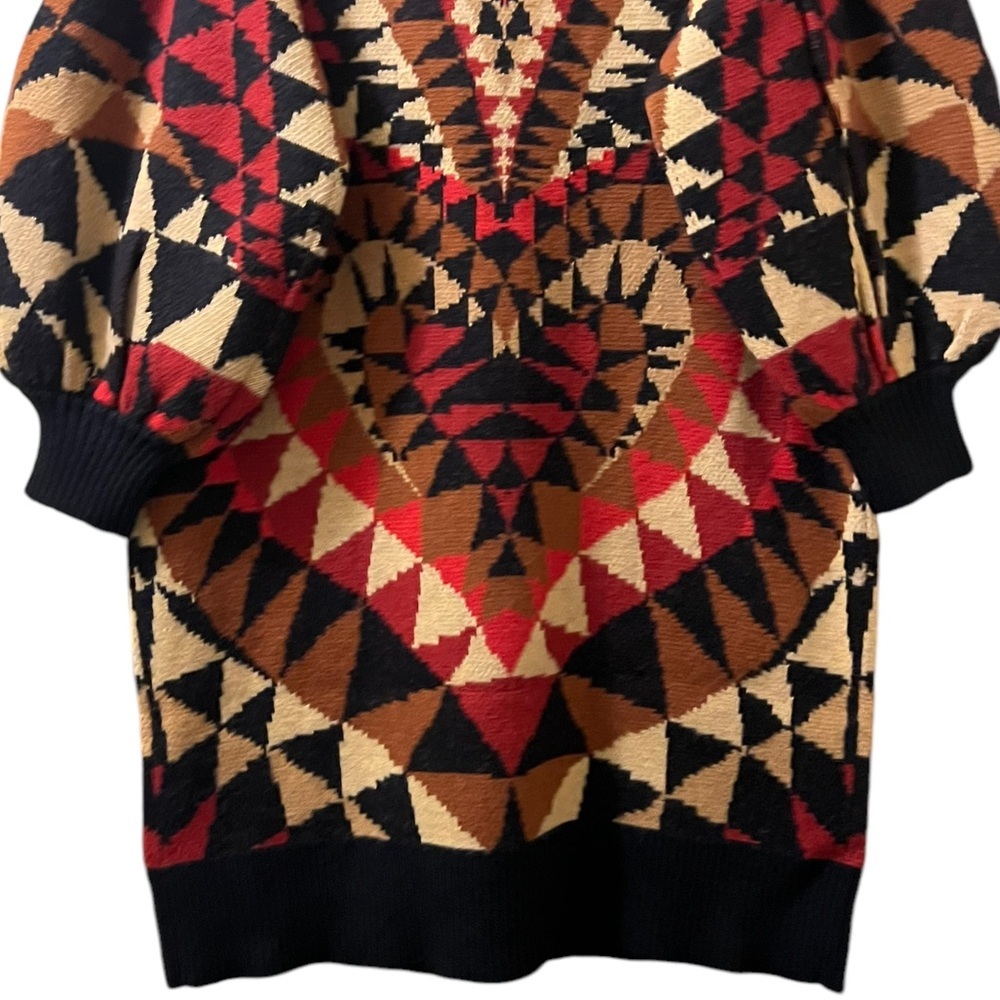Farm Rio Cardigan Heart Art Deco Intarsia Maxi Knit Sweater Sz‎ S - Picture 8 of 11